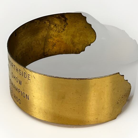 VTG Bronze Metal Cuff Odell Northside 1957 Show Grand CHAMPION Male Hog Bracelet - Picture 2 of 11